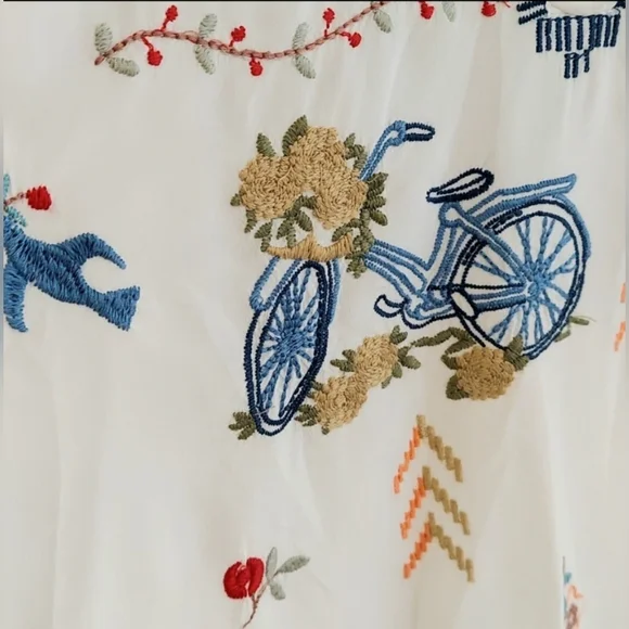 Johnny Was BIYA Top, Size XS, White Tunic, 100% Silk, Embroidered - Picture 6 of 13